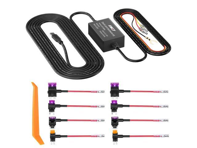 Hard Wire Kit for Dashboard Camera, 4 Meter Car Charger Cable Kit, 12V-24V to 5V, 3A Power Adapter with LP/Mini/ATO/Micro2 Fuse for Dash Cam