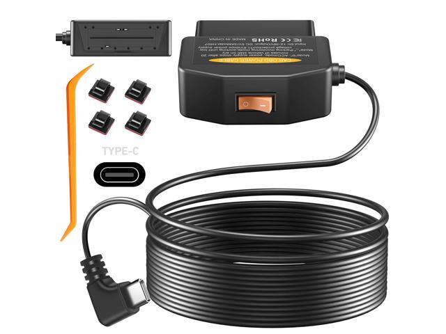 Power Cable for Dash Camera, Type-C USB Adapter Hardwire Charger Cable 24 Hours Surveillance and Acc Two Mode with Switch Button and Low Voltage...