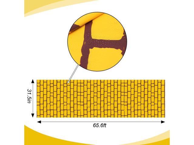 31.5 in X 65.6 ft Yellow Long Brick Floor Runner Brick Wall Backdrop Carpet for Halloween Wizard Cosplay Party Princess Decorations