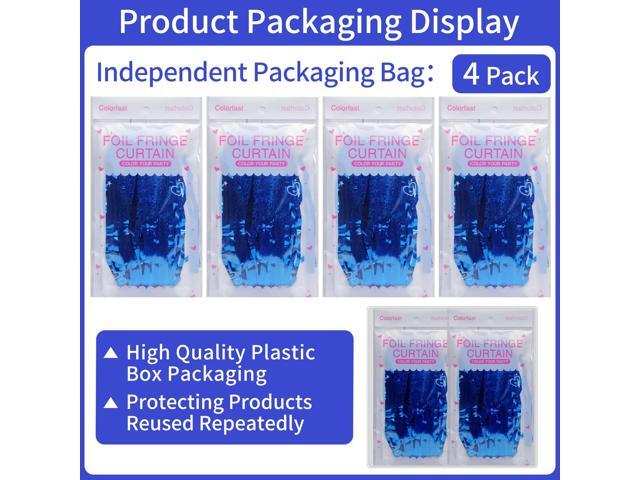 4 Pack Foil Fringe Tinsel Backdrop Curtains, Birthday Engagement Bachelorette Party Decorations, Photo Booth Props Door Streamers Curtain (Blue)