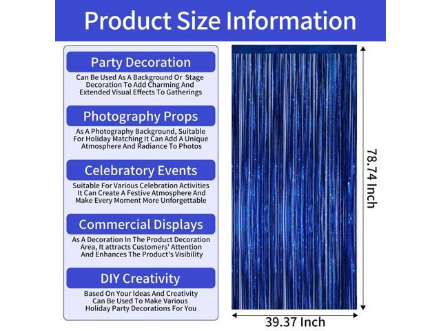 4 Pack Foil Fringe Tinsel Backdrop Curtains, Birthday Engagement Bachelorette Party Decorations, Photo Booth Props Door Streamers Curtain (Blue)