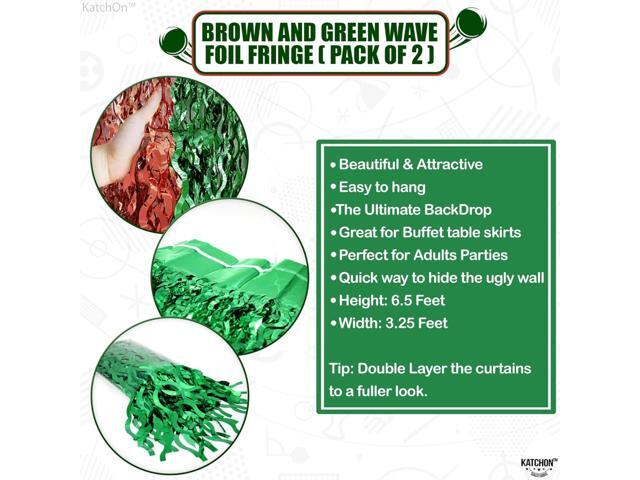 XtraLarge Wave Green and Brown Fringe Backdrop - 3.5x6.5 Feet, Pack of 2 Party Decorations, Birthday Party Decorations, Safari Decorations,...