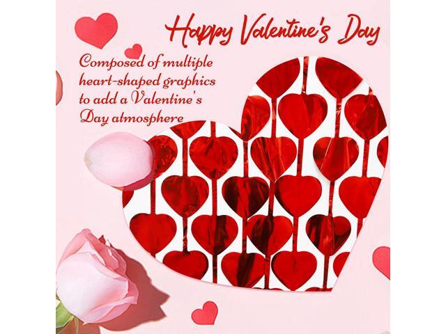 4 Pack Foil Fringe Curtain with Balloons, 3.3X6.6Ft Red Heart Shape Tinsel Fringe Curtain Photo Backdrop for Day Wedding Birthday Decor