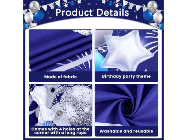 Personalized Birthday Banner Happy Birthday Party Decor Custom DIY Silver and Blue Birthday Party Backdrop with Name Alphabet Letter Sticker Happy...