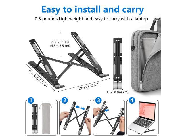 Laptop Stand for Desk, Aluminum Metal Stand, Computer Riser for Desk, Portable Foldable Adjustable Notebook Holder, Compatible with 10-15.6 Inch...