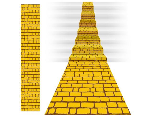 Long Brick Floor Runner Brick Wall Backdrop Carpet for Halloween Wizard Cosplay Party Princess Decorations(Yellow,31.5 in X 32.8 ft)
