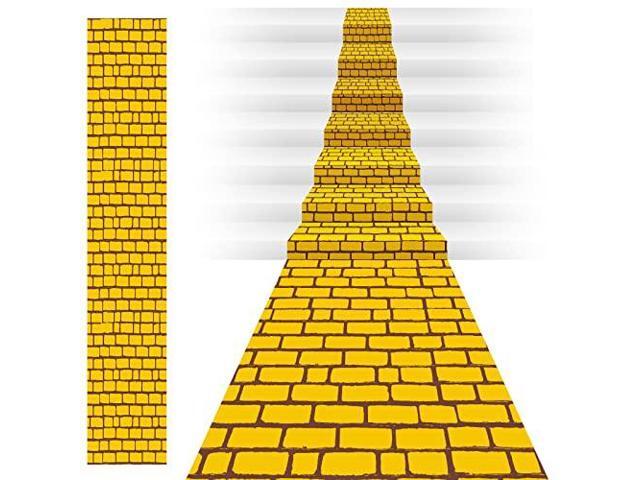 Long Brick Floor Runner Brick Wall Backdrop Carpet for Halloween Wizard Cosplay Party Princess Decorations(Yellow,31.5 in X 32.8 ft)