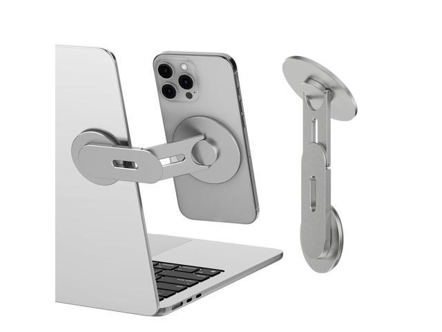 Magnetic Laptop Phone Holder, 360° Rotating Mount Compatible with All Phones, PC Monitor, Screen Stand for Portable Accessory, Grey