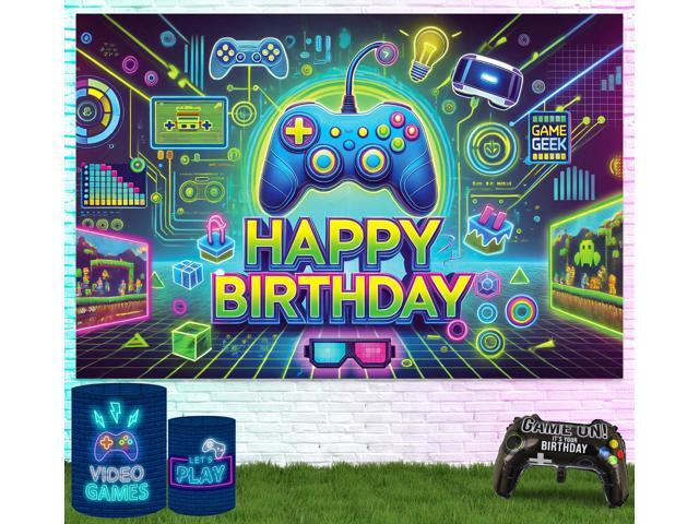 Video Game Happy Birthday Banner 6x4ft Level Up Party Decorations for Boys Birthday Decorations Game On Birthday Decorations Gaming Birthday Party...