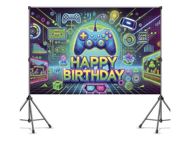 Video Game Happy Birthday Banner 6x4ft Level Up Party Decorations for Boys Birthday Decorations Game On Birthday Decorations Gaming Birthday Party...