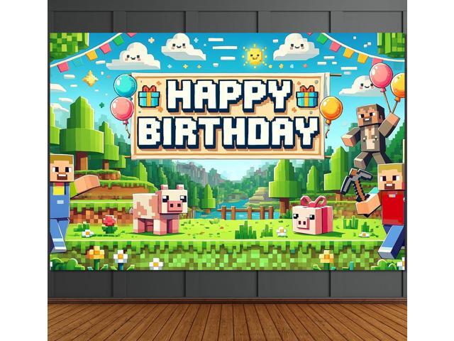 Backdrop Happy Birthday Banner 6x4ft Bday Sign Gaming Birthday Party Decorations Themed Banner Decorations Backdrop for Boys