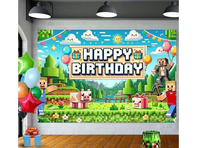 Backdrop Happy Birthday Banner 6x4ft Bday Sign Gaming Birthday Party Decorations Themed Banner Decorations Backdrop for Boys