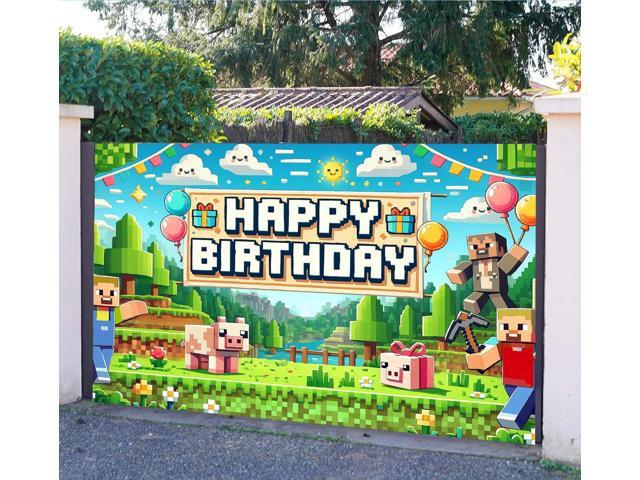 Backdrop Happy Birthday Banner 6x4ft Bday Sign Gaming Birthday Party Decorations Themed Banner Decorations Backdrop for Boys