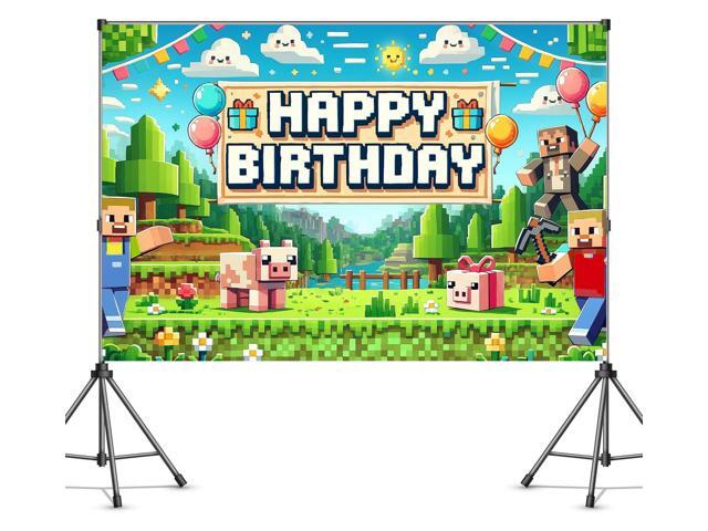 Backdrop Happy Birthday Banner 6x4ft Bday Sign Gaming Birthday Party Decorations Themed Banner Decorations Backdrop for Boys