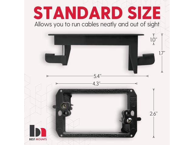 2 Pack Wall Plate Cable Pass Through with Bracket - In Wall Cable Management Kit - Recessed Cable Wall Plate Pair with Single Gang Low Voltage...