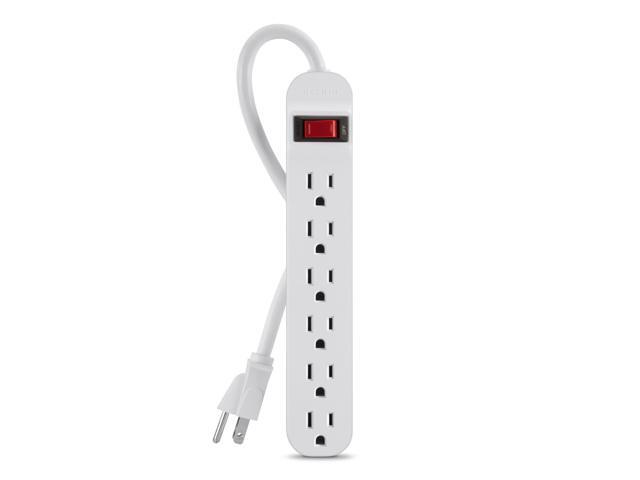 6-Outlet Power Strip With 3ft Cord, White