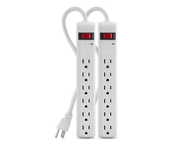 Power Strip Surge Protector - 6 AC Multiple Outlets, 2 ft Long Heavy Duty Metal Extension Cord for Home, Office, Travel, Computer Desktop & Phone...