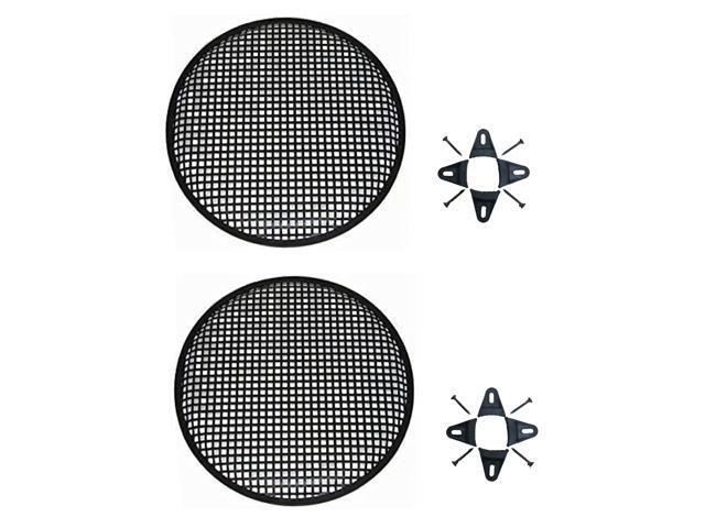 Pair of 10 Inch 10' Universal Metal Car Audio Speaker SubWoofer Waffle Grill Protector Cover With Clips and Screws