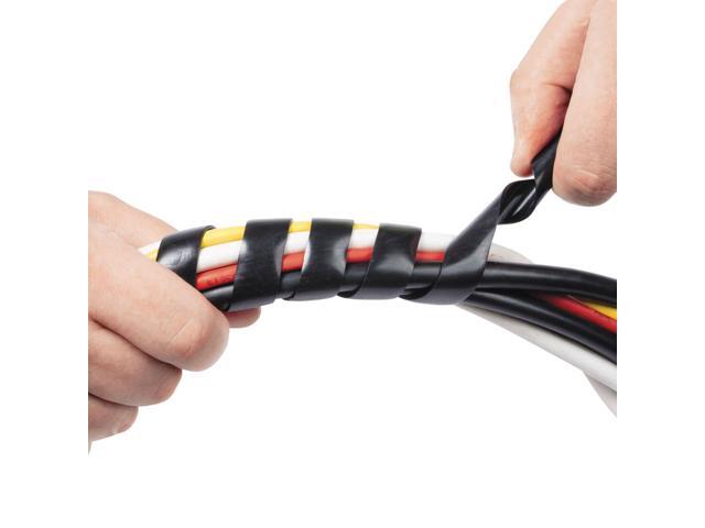 8.2ft Black Cord Wrap, Spiral Cable Sleeve, Wire Wrapper for Cables 0.39-1.5in Diameter, Computer Cord Organizer, Wrap by Hand Cord Bundler, LDPE...