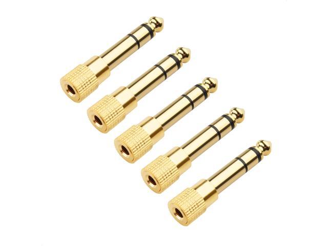 5-Pack 1/4 to 1/8 Headphone Adapter, 6.35mm to 3.5mm Adapter Male to Female, Gold Plated Stereo Headphone 3.5mm to 1/4 Converter