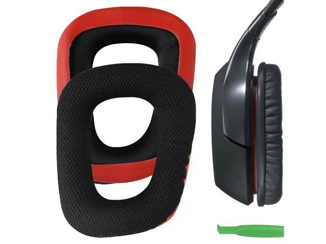 Comfort Replacement Ear Pads for Headphones Ear Cushions, Repair Parts with Video Guide (Black Red)