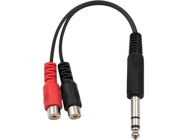 6.35mm 1/4 inch TRS Stereo Jack Male to 2 RCA Female Plug Y Splitter Adapter Cable 20cm/8inch
