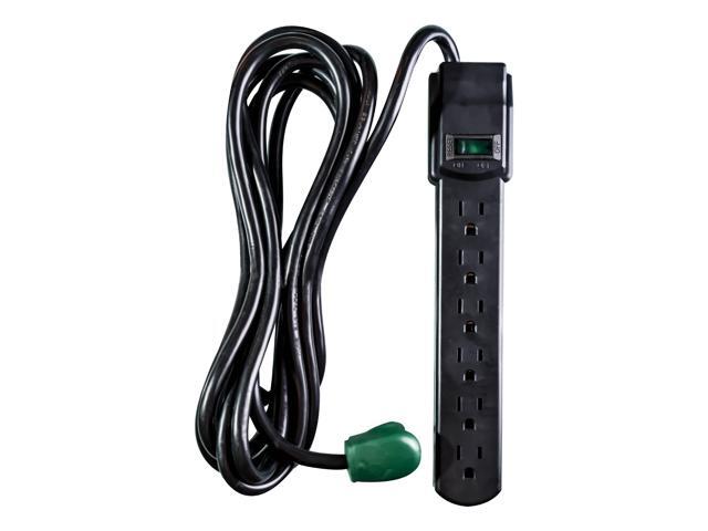 6 Outlet Surge Protector, Black, 6ft Cord - 250 Joules, Circuit Breaker, Mountable, Great for in-Home Use