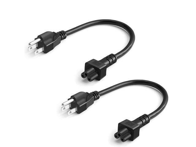3 Prong AC Power Cord [2-Pack], UL Listed 1 feet Short Power Cable for IEC-60320 IEC320 C5 to NEMA 5-15P, 0.3M / Black
