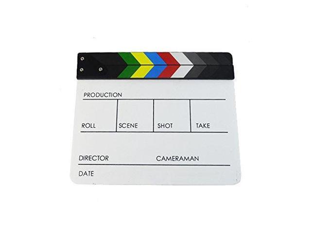 Professional Movie Directors Clapboard, Photography Studio Video TV Acrylic Clapper Board Dry Erase Film Slate Cut Action Scene Clapper with Color...
