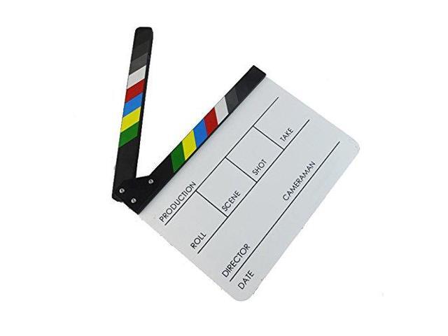 Professional Movie Directors Clapboard, Photography Studio Video TV Acrylic Clapper Board Dry Erase Film Slate Cut Action Scene Clapper with Color...