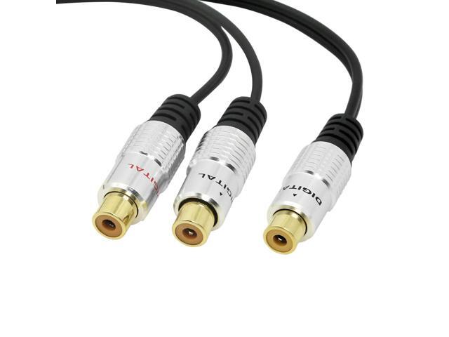 Aluminium Alloy RCA Y-Splitter, Single to Dual RCA Digital Coaxial Splitter, Gold Plated Adapter Audio Cable