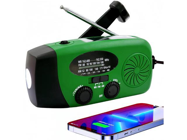 2000mAh Weather Emergency Radio, Portable Solar AM/FM/NOAA Hand Crank Radio, Cell Phone Charger with SOS, 1W LED Flashlight, Headphone Jack, Power...