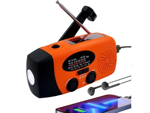 7400mWh Weather Emergency Radio, Portable Solar AM/FM/NOAA Hand Crank Radio, Cell Phone Charger with SOS, 1W LED Flashlight, Headphone Jack, Power...