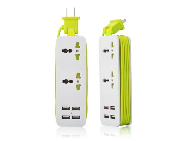 Travel Power Strip Surge Protector with 2 Outlets 4 USB Output 5V 4.2A Output Power Strip with USB Portable Travel Charger Wall Charger with 5ft...