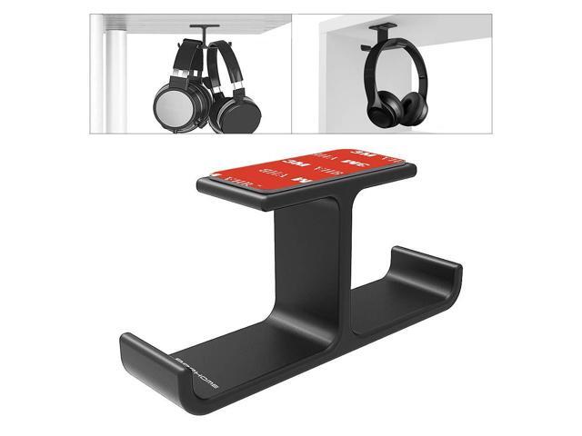 Hanger Stand Under Desk Hook Aluminum Stick-On Adhesive Dual Headsets Holder Mount PC Gaming Accessories for All Headphones