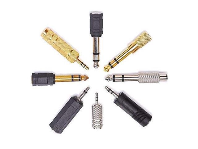 8 Pieces Audio Adapter Set - Gold Stereo 6.35mm 1/4inch to 3.5mm 1/8inch and 3.5mm to 2.5mm Mic Plug Connector