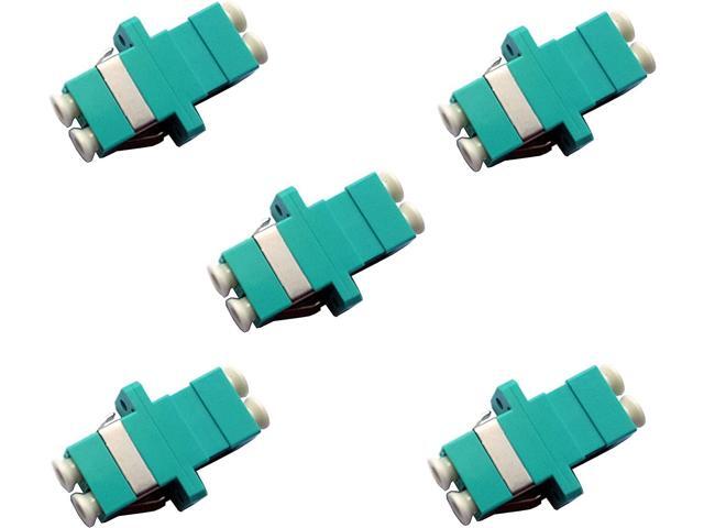 Fiber Optic Cable Adapter-Coupler LC-LC Duplex [Aqua]-Multimode 10Gb OM3-OM4 5 Pack
