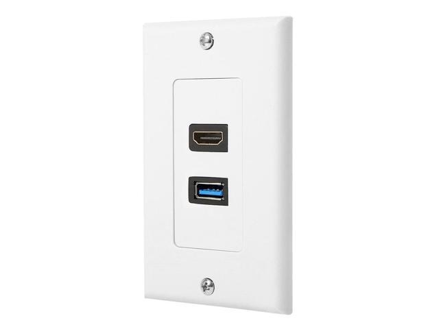 HDMI and USB 3.0 Wall Plate HDMI Wall Charger Outlet Mount Socket Face Plate Panel Cover, USB & HDMI Port for High-Speed Charging, Wall Face Plate...