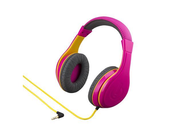 Kids Headphones, Stereo Sound, 3.5mm Jack Cord, Wired Headphones for Kids, Tangle-Free, Volume Control, Childrens Earphones Over Ear for Travel Pink