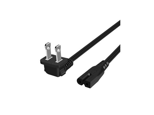 3 Feet 90 Degree 2-Slot Polarized Power Cord, 18 AWG Angled IEC320 C7 to NEMA 1-15P Power Cable, 0.9M/Black