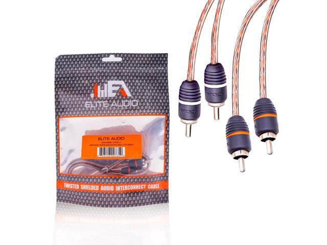 Standard 2-Ch RCA Cable - 1.5ft. Male to Male Twisted Wire Pair with Noise Reduction