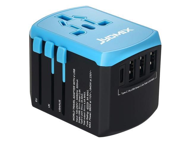 All in One Universal USB Travel Power Adapter with 3 USB Port and Type-C International Wall Charger Worldwide AC Power Plug 8 Pin AC Socket for...