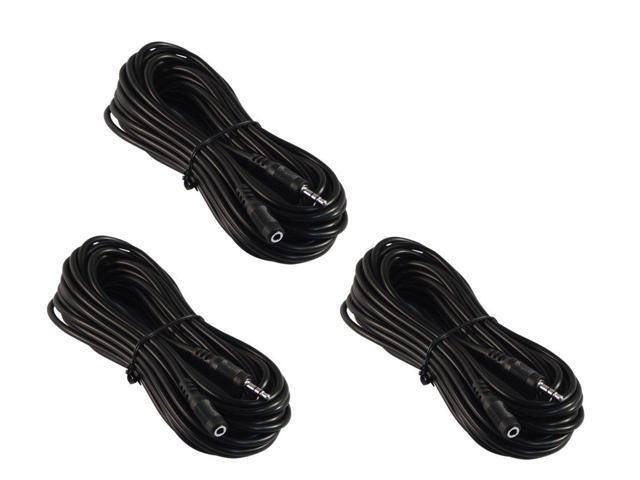 Three Pack of 25 Foot 3.5mm Stereo Headphone/AUX Extension Cable Male/Female