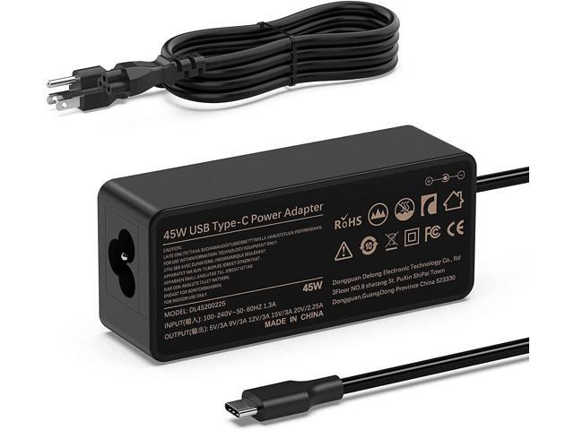 45W USB Type C AC Adapter Compatible with Chromebook X360 11 13 14 14A 11 11A G5 G6 G7 G8 EE Spectre X360 13 Elite X2 Laptop USB C Power Cord