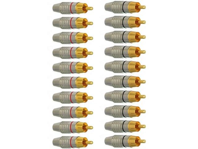 20Pack RCA Male Plug Solder, Gold Audio Video Adapter Connector for Speaker Wire Wall Plate Home Theater Audio Video Receiver Amplifiers and Sound...