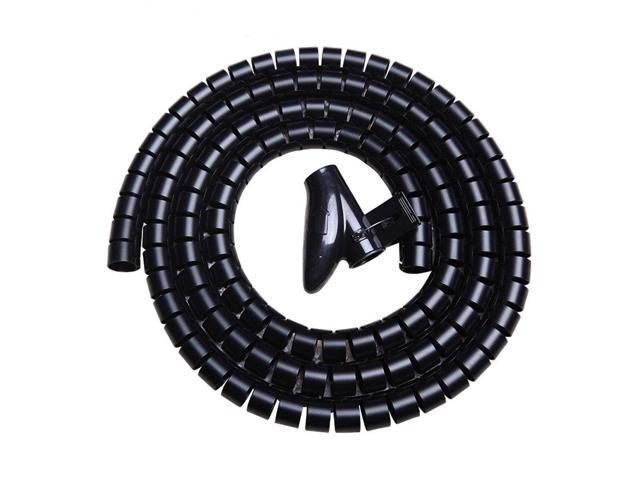 Flexible & Expandable Cable Management Sleeve Coiled Tube Cable Collector - Dia. 0.87 Inch 9.5 Foot Length Black