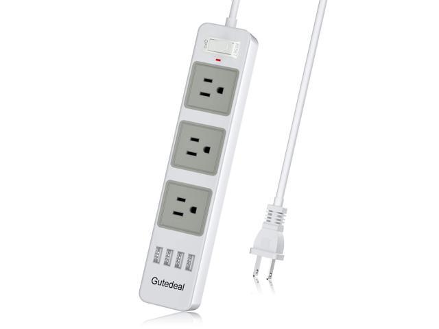 Power Strip with USB, 2 Prong to 3 Prong Outlet Adapter with 4 USB Ports 6.6ft Extension Cord, 3 AC Outlets Flat Plug Surge Protector for...