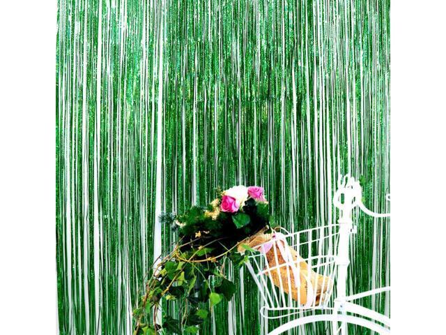 Iridescent Foil Fringe Curtains Jungle Theme Party Supplies Birthday Wedding Party Window Door Decorations Fun Photo Booth Backdrop Props(2 Packs,...