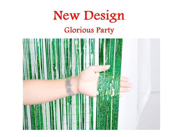 Iridescent Foil Fringe Curtains Jungle Theme Party Supplies Birthday Wedding Party Window Door Decorations Fun Photo Booth Backdrop Props(2 Packs,...