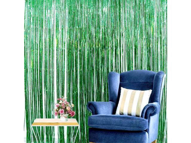 Iridescent Foil Fringe Curtains Jungle Theme Party Supplies Birthday Wedding Party Window Door Decorations Fun Photo Booth Backdrop Props(2 Packs,...